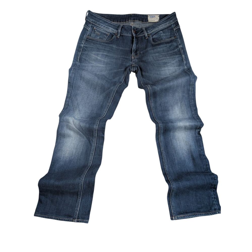 G-STAR RAW 3301 Men's Blue Denim Straight Jeans Size W30 L34